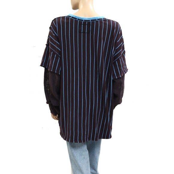 Free People We The Free Trevor Tee Tunic Top Striped Graphic Printed L 281144 - Picture 5 of 8